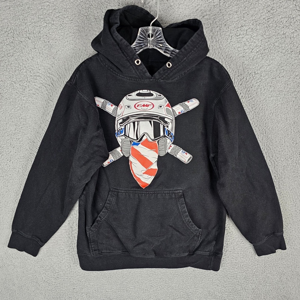 FMF Hoodie Mens Small Black Racing Pullover Y2K Graphic Sweatshirt Raider House